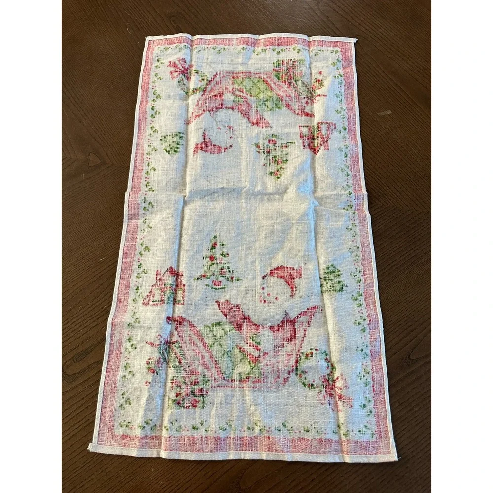 MCM Parisian Prints All‎ Pure Linen 28 x 16 Kitchen Towel Santa Sleigh Christmas